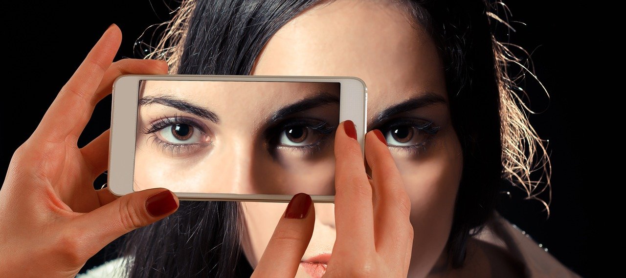 smartphone, face, woman